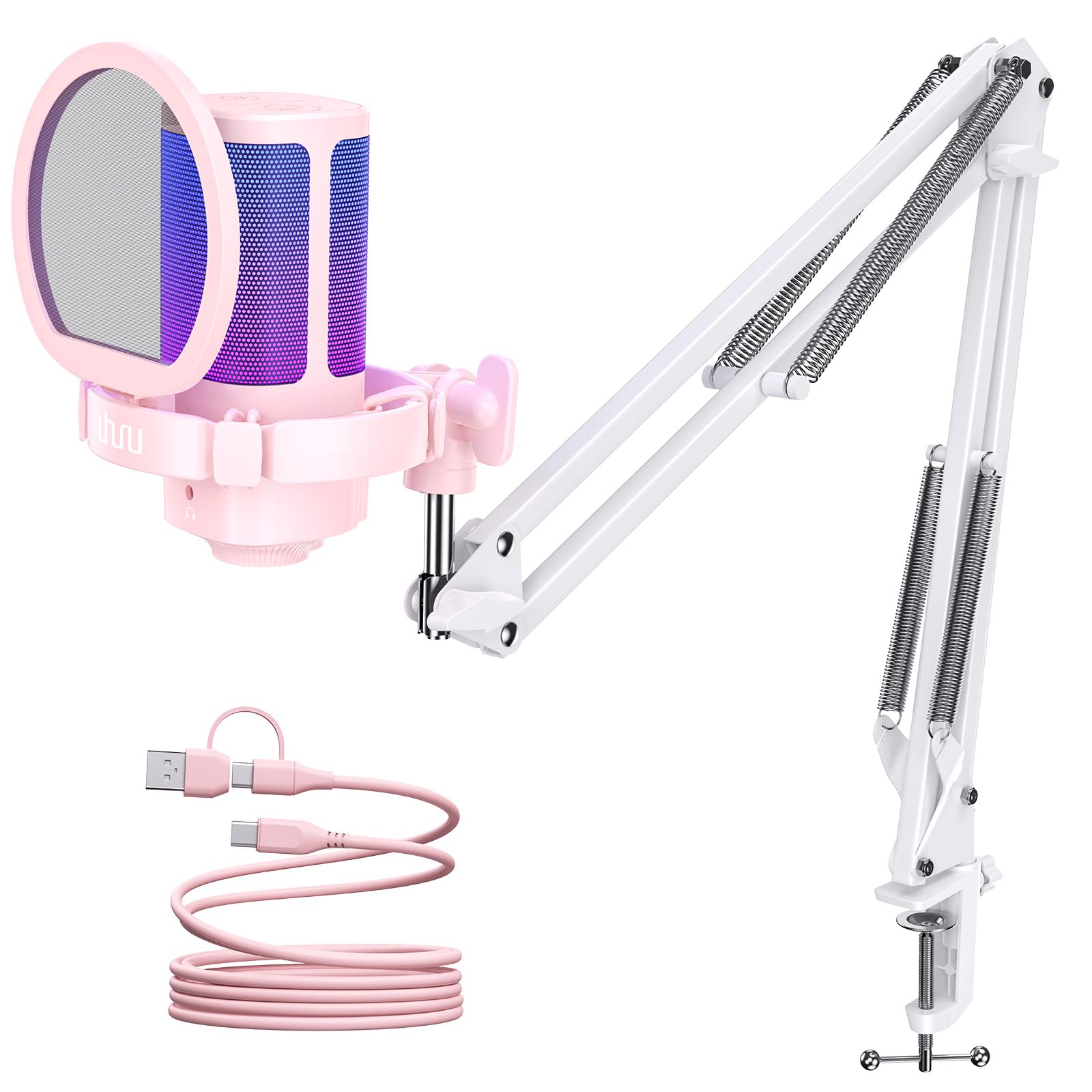 Uhuru Gaming Usb Microphone For Pc: Streaming Computer Mic With Noise Cancellation   Condenser Mic With Controllable Rgb For Gam